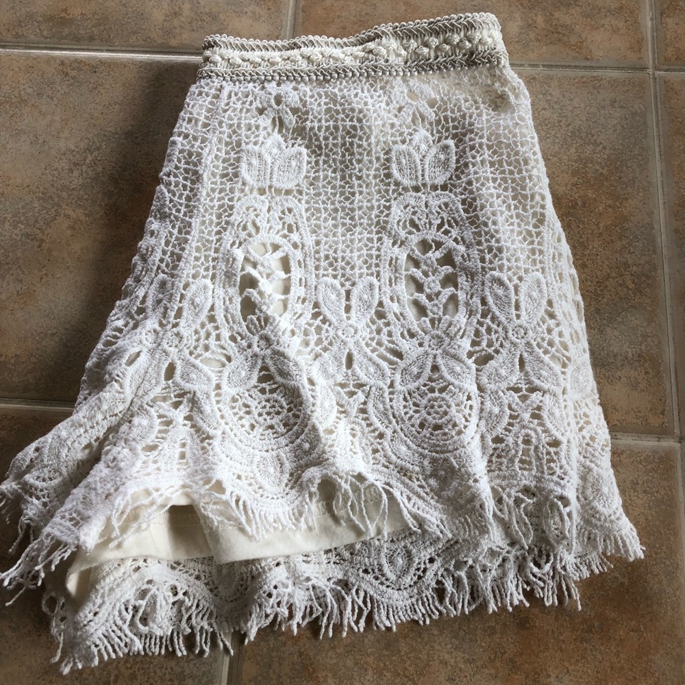 Off white lace shorts